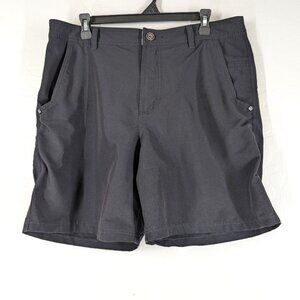 LULULEMON Shorts Men's 36 Black Zip‎ Button Pockets Logo Stretch